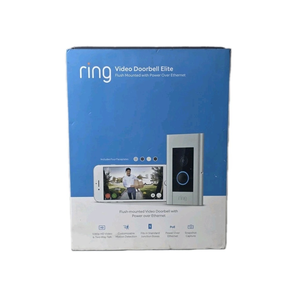 Ring Video Doorbell Elite Black Wired HD Security Camera - SEALED, NEVER OPEN